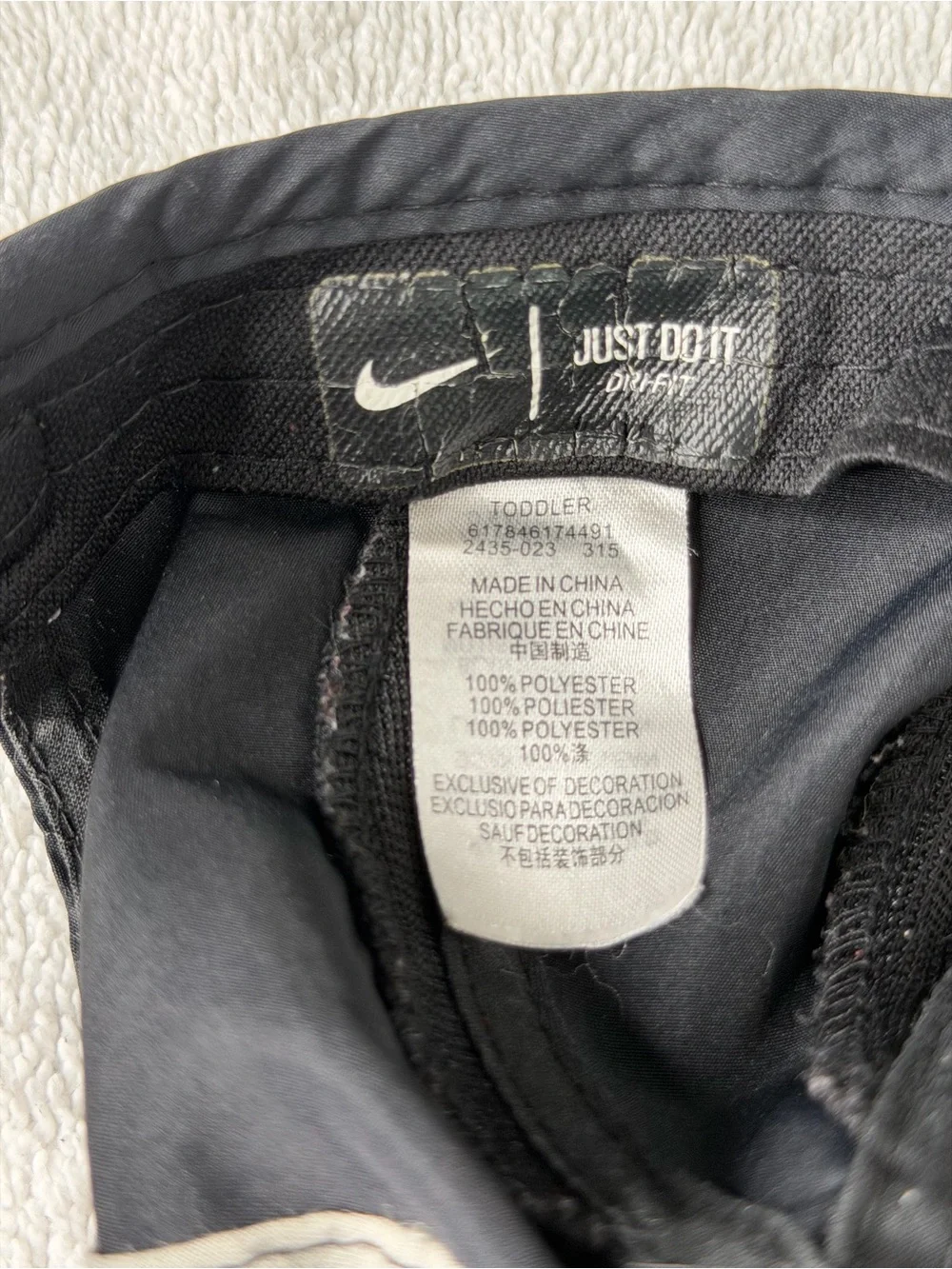 Nike Black polyester Cap with White Swoosh Toddler